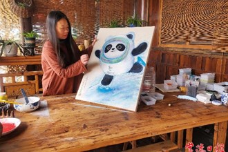 【文化】当非遗麻质画遇上现代冰墩墩