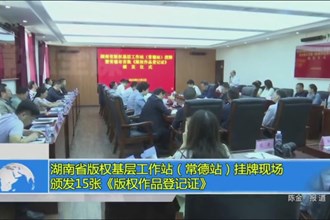 湖南省版权基层工作站(常德站)挂牌现场颁发15张《版权作品登记证》